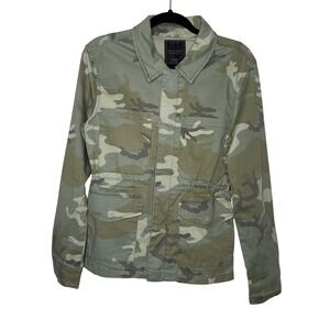 Sanctuary Utility Jacket Camo Green Full Zip Cinched Waist Sz S Streetwear Army